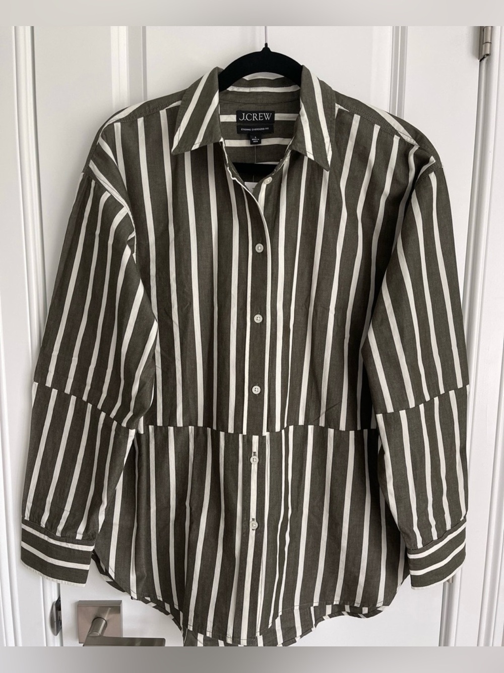 J. Crew Etienne Oversized Cotton Poplin Shirt Offset-Stripe